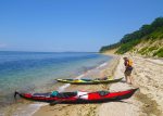 July: We land on the North Shore of Long Island during our kayak circumnavigation of the island