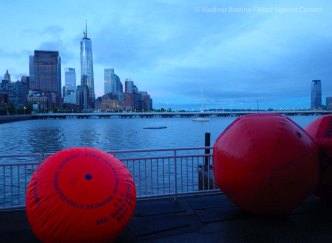 Dawn at Pier 40. Swim buoys are ready for deployment