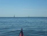 Two sailboats in the bay