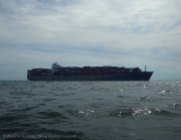 ... just ahead of a series of container ships